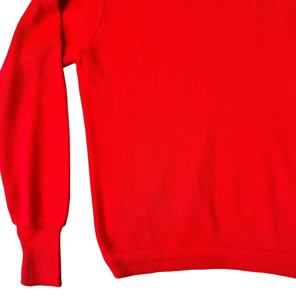 Vintage Izod Lacoste Red‎ Wool V Neck Sweater 80s Grandpa Men’s - Medium